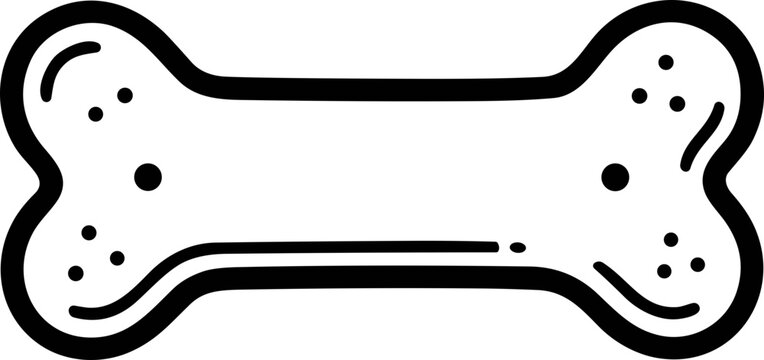 Cartoon Dog Bone Icon Illustration - Simple Outline Drawing