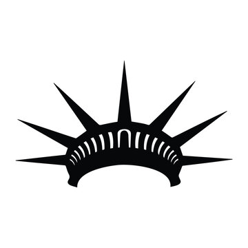 Statue of liberty crown icon vector illustration for patriotic american landmark symbolism.