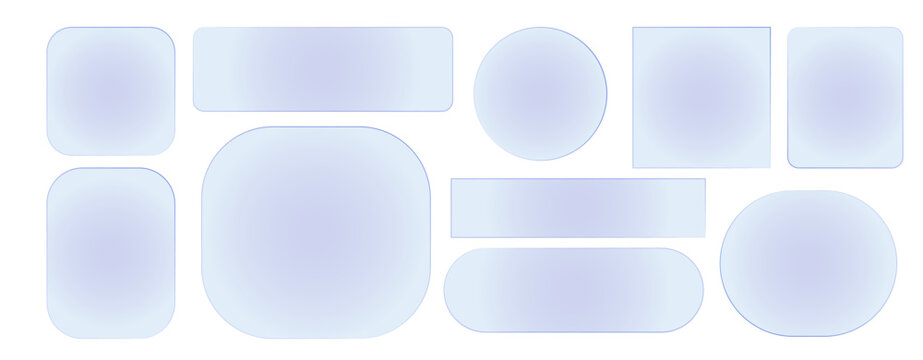 Collection of abstract, soft pastel geometric shapes with rounded corners