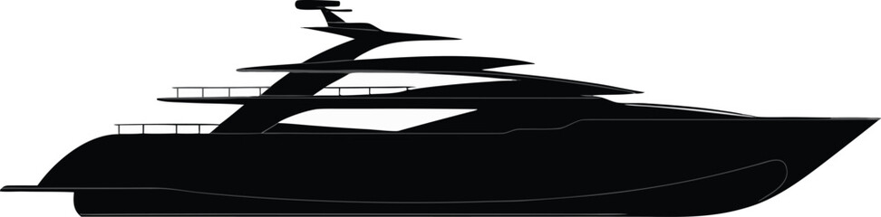 Luxury yacht, boat silhouette, vector nautical, sailing vessel © FahimChowdhury