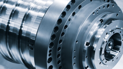 Close-up view of a high-precision mechanical assembly industrial background © Aleksandr Matveev