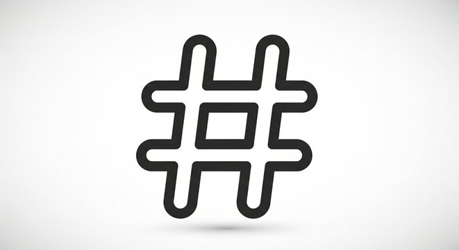 A minimalist black and white vector hashtag symbol icon isolated on a plain background.