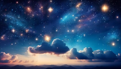 Fototapeta premium Stars In Space Or Night Sky Fairy Night Sky With Stars And Clouds
