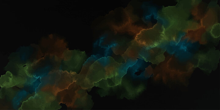 Abstract colorful fractal smoke background with glowing energy motion, dark space texture, blue fire light and dreamy cloud like abstract design