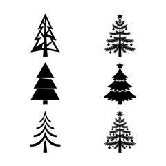 Obraz premium Modern Christmas Tree Black and White Clip Art.eps 