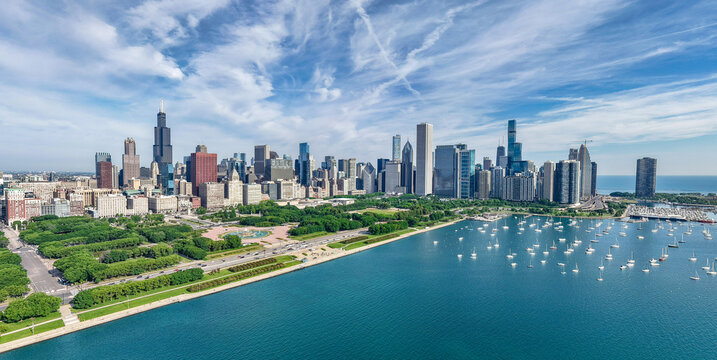 Drone photograph of Chicago Skyline