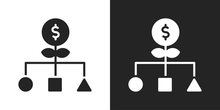 Business Model Icon In Black And White Glyph Style