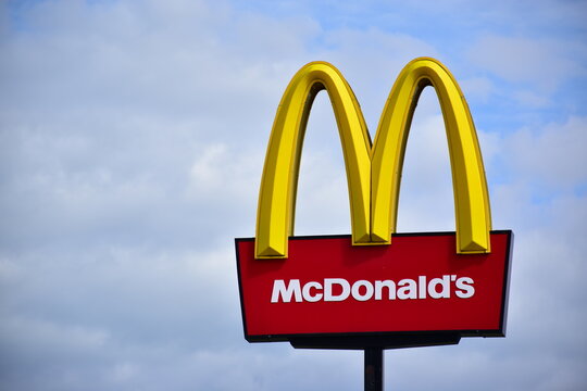 McDonalds M logo sign 24 hour restaurant 