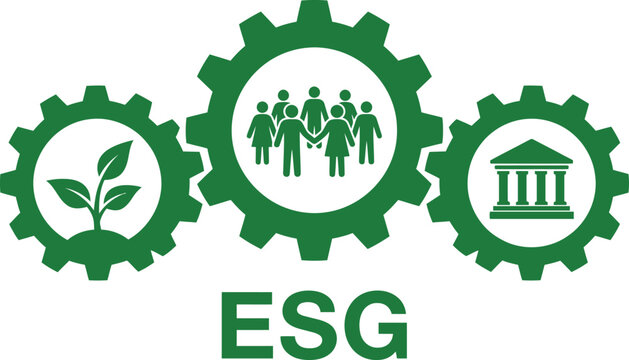 Esg environmental social and governance conceptual gear icons illustration with sustainability