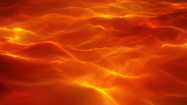 Fiery abstract image with flowing, swirling waves of orange and red colors