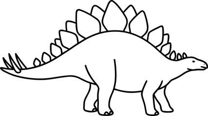 Stegosaurus Dinosaur Outline Illustration - Vector Art © Brian