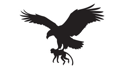 eagle carrying monkey silhouette animal wildlife predator © Md