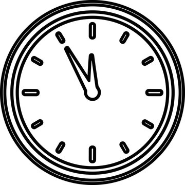 Minimalist Line Art Clock Face Indicating Almost Midnight or Noon