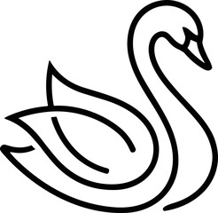 Elegant swan silhouette, minimalist line art, vector logo, symbol of grace and beauty © Sugar