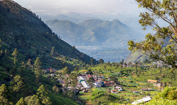 Village in Dambetenna tea plantation near Haputale, Sri Lanka