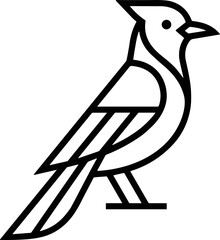 Minimalist Line Art Blue Jay Bird Silhouette Icon © Sugar