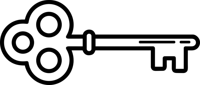 Vintage Skeleton Key Outline Icon