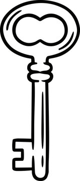 Vintage Skeleton Key Outline Illustration - Retro Access Symbol