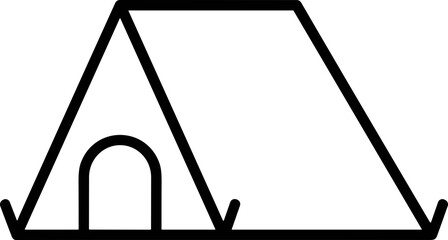 Minimalist tent icon, simple outdoor shelter, camping symbol, line art, adventure and travel concept © Brian