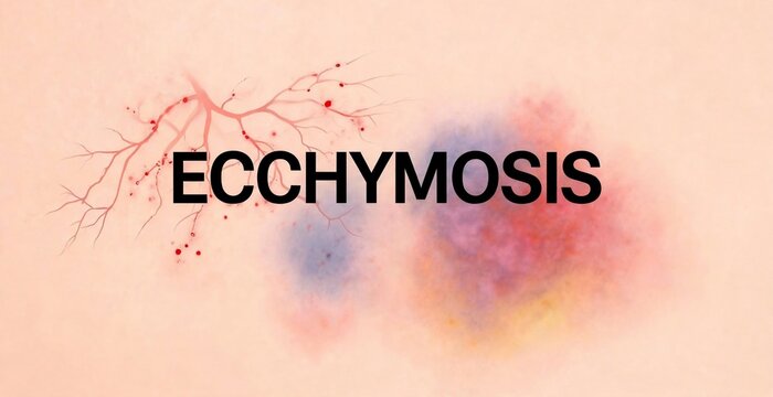 Ecchymosis bruise on human skin closeup.