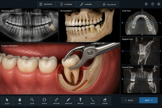 Wisdom Tooth Extraction Planning with CBCT Scan and 3D Dental Surgery Simulation