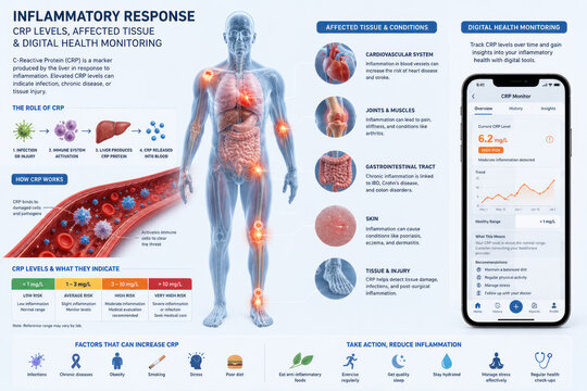 C-Reactive Protein CRP Levels and Inflammation Monitoring Medical Infographic