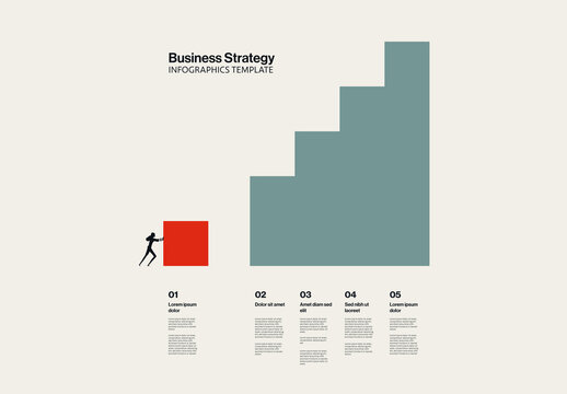 Business Growth Strategy Infographic Template with First Step Illustration