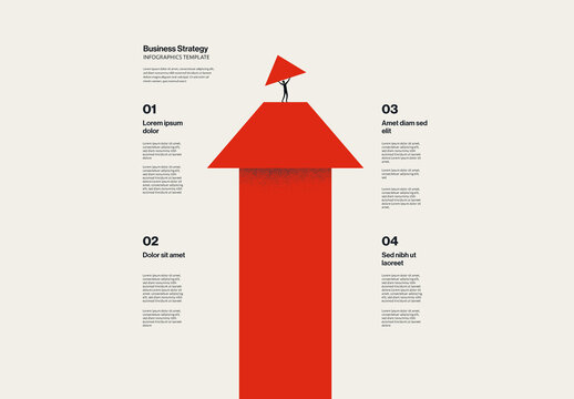 Business Growth Strategy Infographic Presentation Template with Arrow and Celebration Illustration