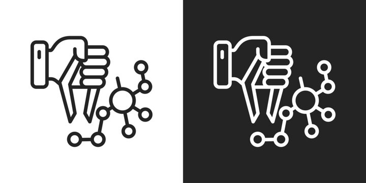 Nanotechnology Icon In Black And White Line Style