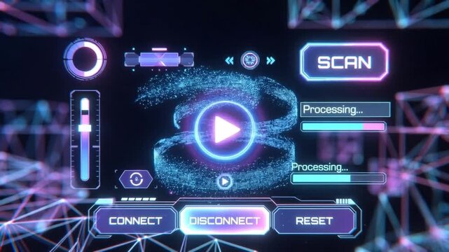 Futuristic Digital HUD Interface with Scan and Data Processing