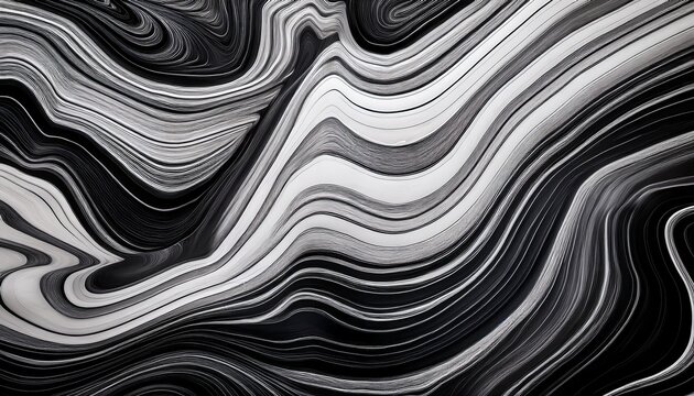Pola Marmer Hitam Putih Bergelombang Garis Organik Monokrom Untuk Desain Elegan Dan Minimal