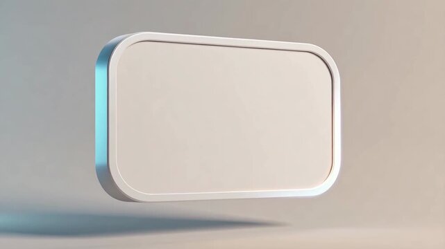 Blank white 3D rounded rectangle floating on a neutral background with copy space.