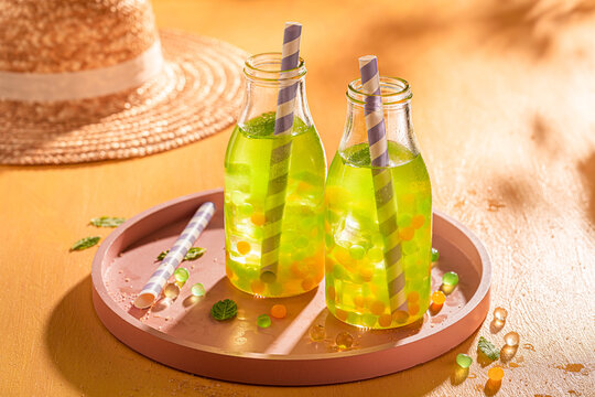 Tasty and cold bubble tea as summer ice drink.