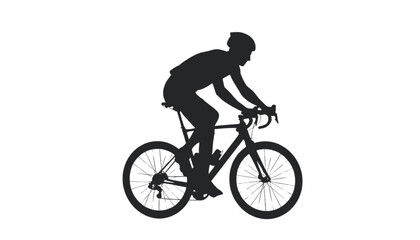 Fototapeta premium Cyclist rides a road bike in a professional racing posture against a plain white studio background.