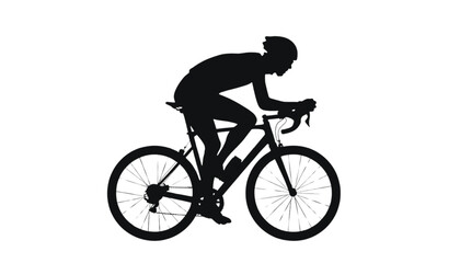 Obraz premium Cyclist in a racing position pushes hard on a road bicycle to maintain speed during a long event.