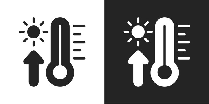 Temperature Icon In Black And White Glyph Style