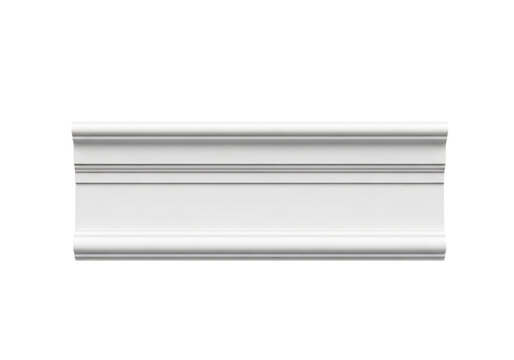 Decorative white crown molding trim isolated on transparent background