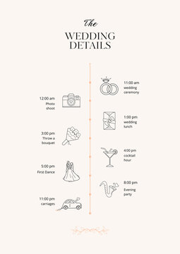 Minimalist Wedding Timeline Planner with Elegant Details and Floral Accents
