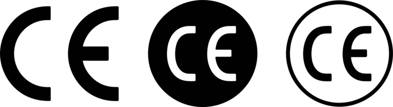 CE Marking Symbol Variations In Black And White On White Background CE marking certification