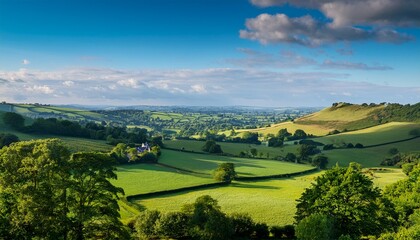 Obraz premium Rolling Hills And Lush Green Countryside Of The Cotswolds Uk Rural United Kingdom