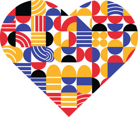 Fototapeta premium Colorful heart shape with geometric pattern design
