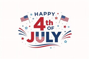 Obraz premium Fourth of July USA independence day celebration banner design on white background