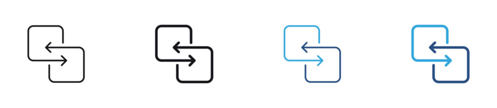 Swap arrows icon set. Concept of exchange, synchronization, data transfer, switching, workflow, and bidirectional communication. Vector illustration.