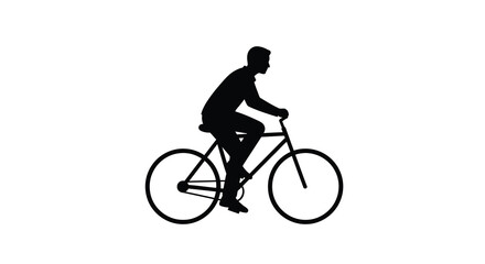 Fototapeta premium Cyclist riding a bicycle silhouette on transparent background