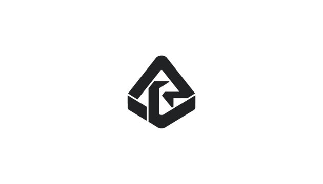 Logo symbol showcases a stylized triangular shape composed of sharp geometric lines and angles.