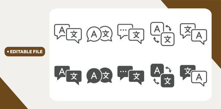 Language translation icon set. Vector graphic illustration. Suitable for website design, logo, app, template, and ui. 