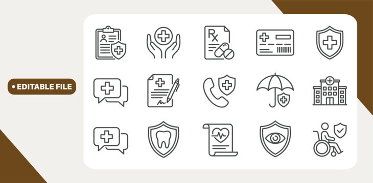 Health insurance icon set. Vector graphic illustration.