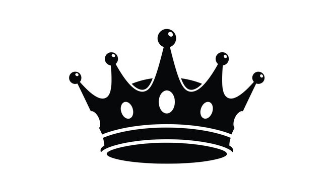 Black crown silhouette on transparent background high quality