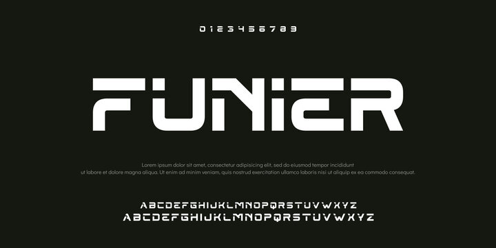 Abstract technology science alphabet font. digital space typography vector illustration design