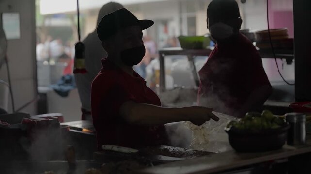 Guadalajara Street Food Vendor Prepares Authentic Mexican Cuisine Urban Scene